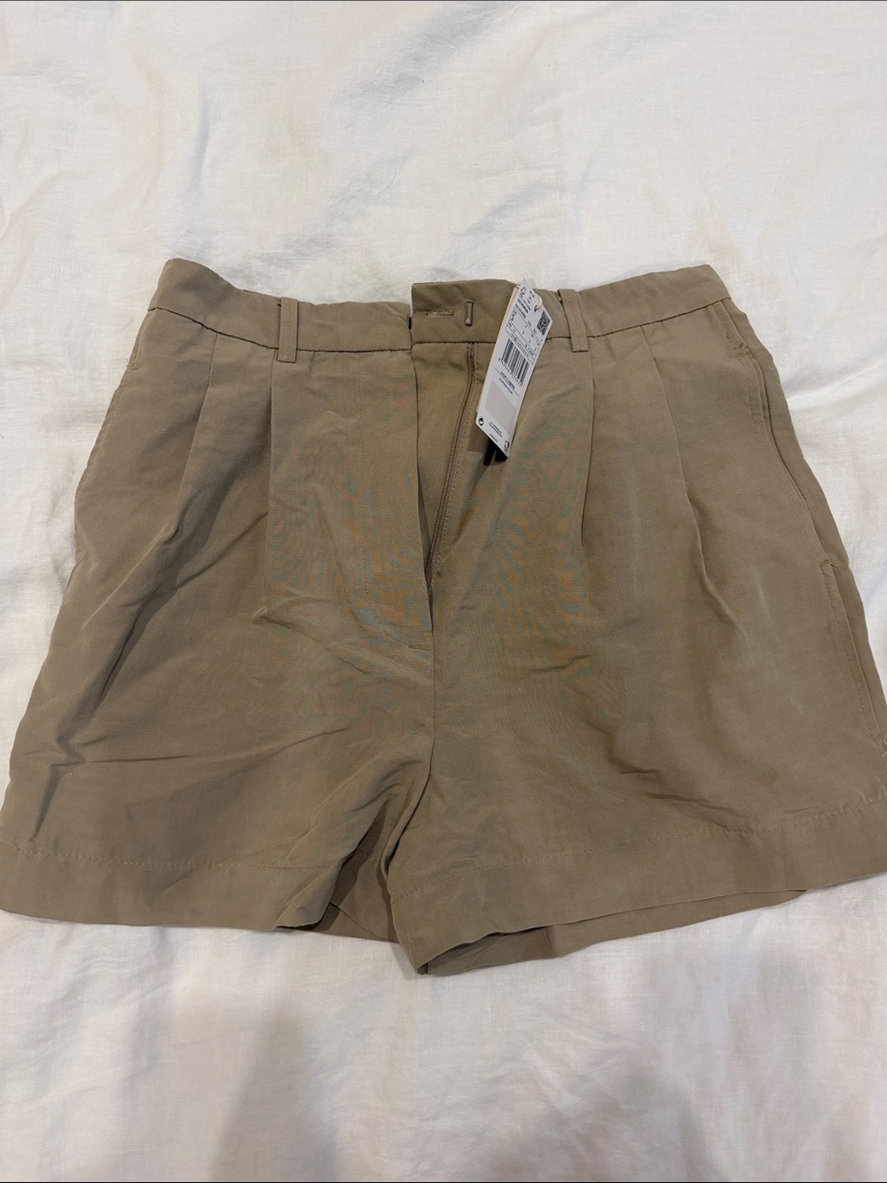 Mango Tailored High-Rise Beige Shorts